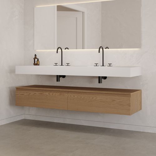 Meuble de salle de bain moderne - GAIA 2AL - Riluxa - résidentiel / professionnel / en chêne