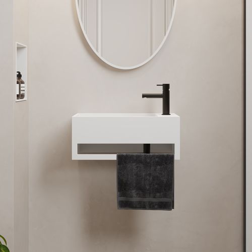 Vasque suspendue - CITY - Riluxa - en Corian® / rectangulaire / 1 trou