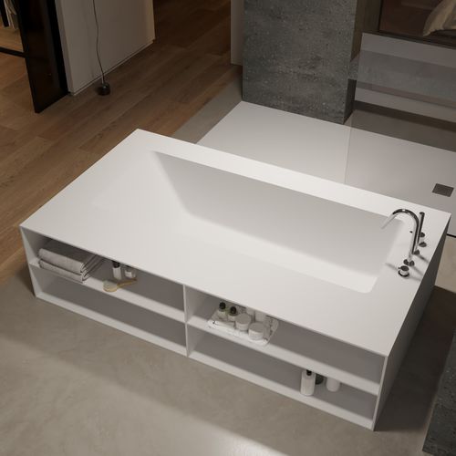 Baignoire pour habitat - AQUILA 4 SHELVES - Riluxa - en Corian® / contemporaine / avec rangement intégré