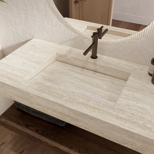 Vasque suspendue - SAGITTA S SLIM - Riluxa - en travertin / sur mesure / personnalisable
