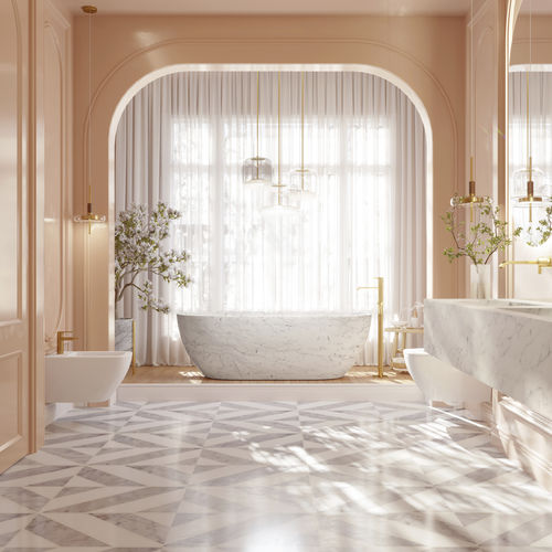 Baignoire ovale - ZURICH CARRARA - Riluxa - en îlot / pour habitat / en Solid Surface