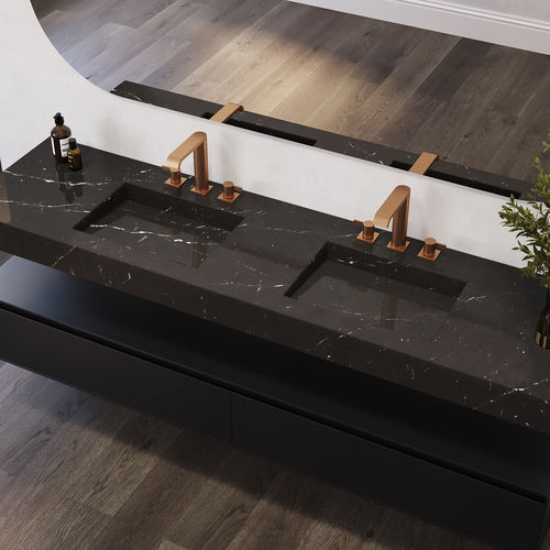Vasque suspendue - SAGITTA D SLIM - Riluxa - en marbre / avec plan intégré / sur mesure