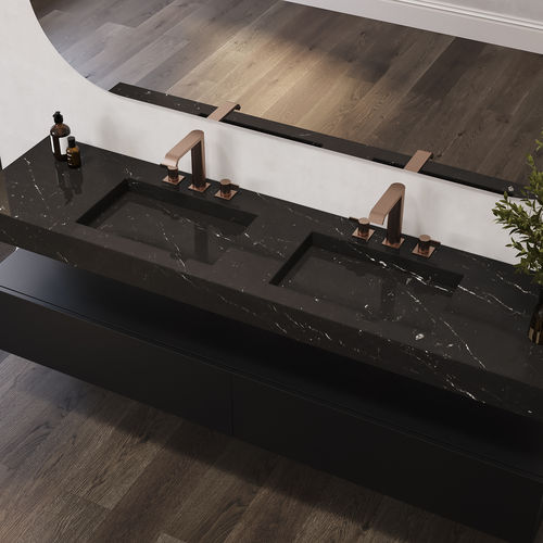 Vasque suspendue - GLIESE D SLIM - Riluxa - en marbre / avec plan intégré / sur mesure