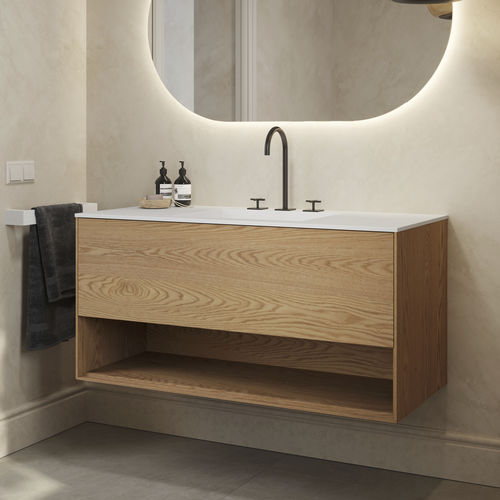 Meuble vasque suspendu - ATHENA WOOD EDGE - Riluxa - en chêne / contemporain / sans porte
