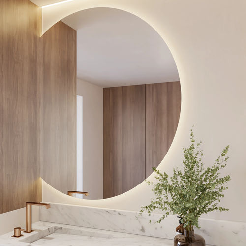 Miroir de salle de bain mural - LUNA - Riluxa - pour sanitaire / contemporain / en demi-cercle