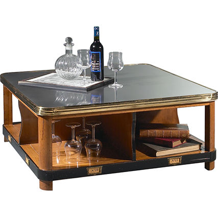 Table basse classique - CP-094T - Félix Monge - en verre / avec piètement en bois / carrée