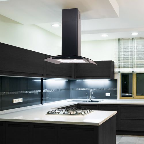 Hotte îlot - LA-70-CVD-ISL - Luxair Cooker Hoods Kitchen Extractors - avec éclairage intégré / noire