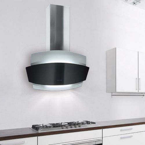 Hotte murale - LA-90-AURORA-SS-BG - Luxair Cooker Hoods Kitchen Extractors - avec éclairage intégré / design original / noire