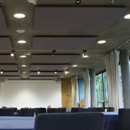 Panneau acoustique pour plafond - SERENITY CLOUD - Moving Designs Ltd - suspendu / en tissu / rectangulaire