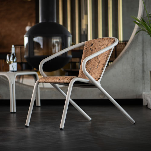 Fauteuil contemporain - BICAlounge & BICAtable Trio - BICA chair - en liège / en acier / tapissé