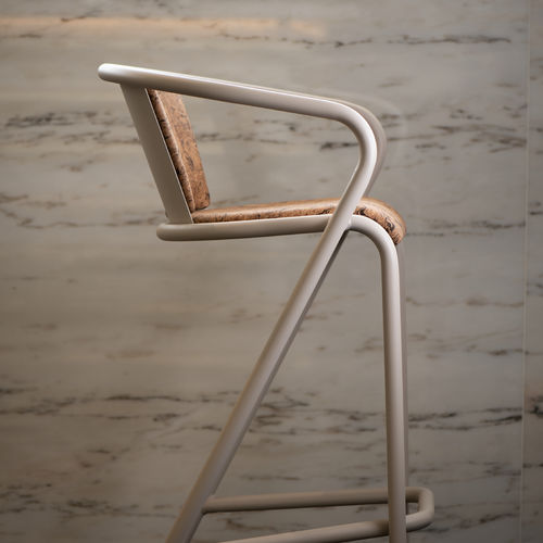 Tabouret de bar contemporain - BICAstool - BICA chair - en liège / 4 pieds / avec repose-pieds