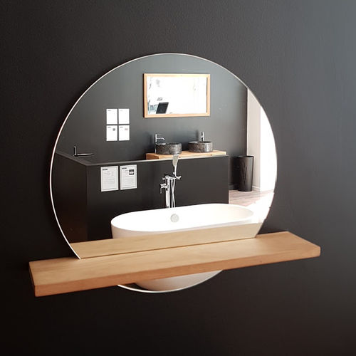 Miroir de salle de bain mural - BALI - STANO - contemporain / rond / avec étagère