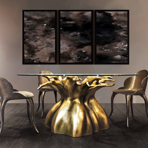 Table à manger design organique - BAOBAB - KARPA - en verre trempé / avec piètement en résine / avec piètement en fibre de verre