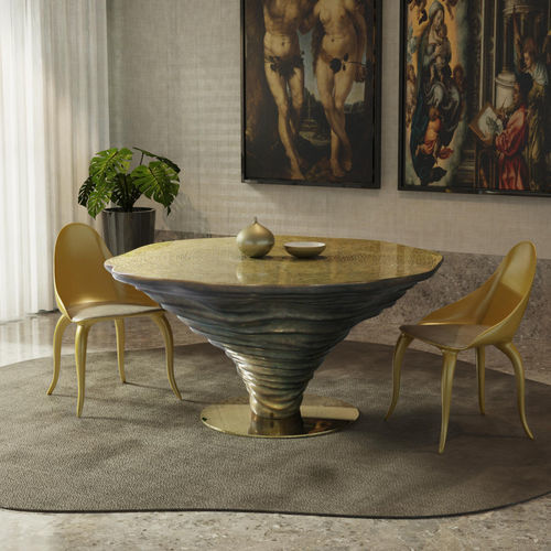 Table à manger design organique - KENYA - KARPA - en verre trempé / avec piètement en résine / avec piètement en fibre de verre