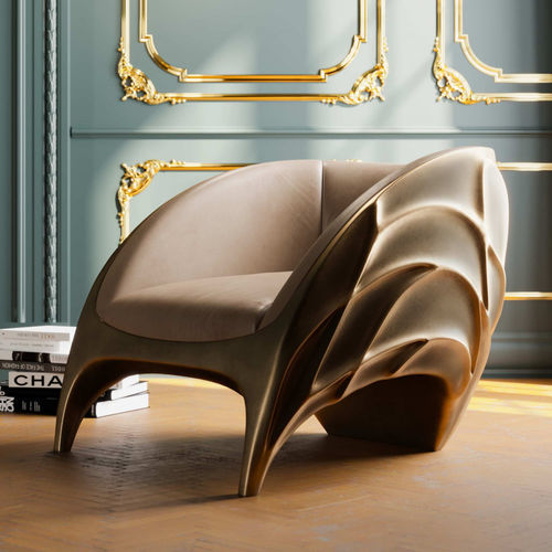 Fauteuil design organique - TRITON - KARPA - en cuir / en fibre de verre / en résine