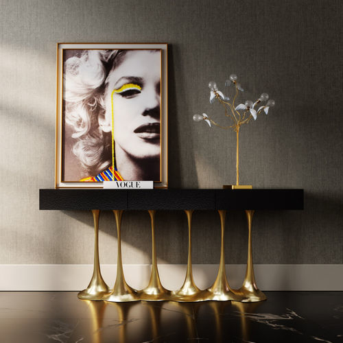 Console design original - JANUS - KARPA - en bois / en fibre de verre / avec piètement en résine