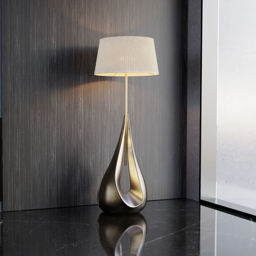 Lampe sur pied - PYRO - KARPA - en laiton poli / en tissu / en fibre de verre