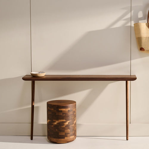 Tabouret contemporain - La Souche - KASTELLA - en chêne / en noyer américain / avec piètement en chêne
