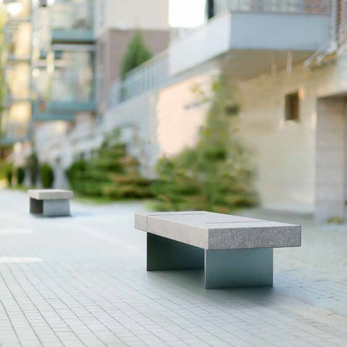 Banc public contemporain - TILA TWO - PREFAC MYWAY - en acier galvanisé / en béton