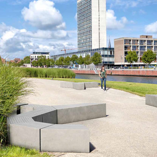 Banc public contemporain - HEPTA - PREFAC MYWAY - en béton / modulaire