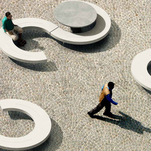 Banc public contemporain - LUCKY - PREFAC MYWAY - en béton / modulaire