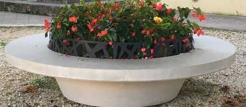 Jardinière en béton - 2000 - PREFAC MYWAY - ronde / avec banc intégré / contemporaine