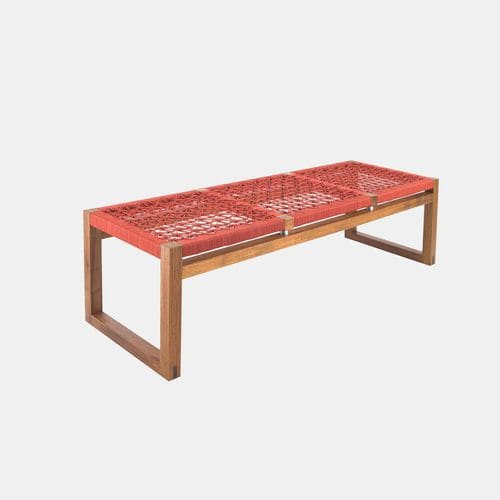 Banc contemporain - CUBE - VOGEL - en iroko / en plastique / en corde