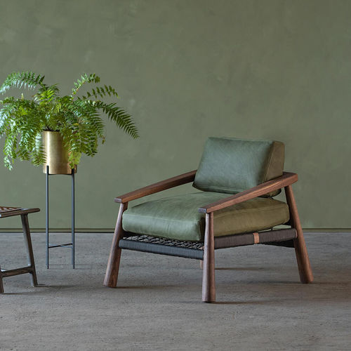 Fauteuil contemporain - MAGNET - VOGEL - en cuir / en corde / en bois
