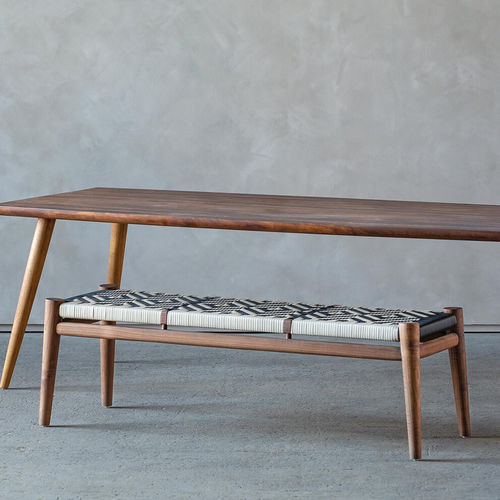 Banc contemporain - NGUNI - VOGEL - en iroko / en corde / sans dossier