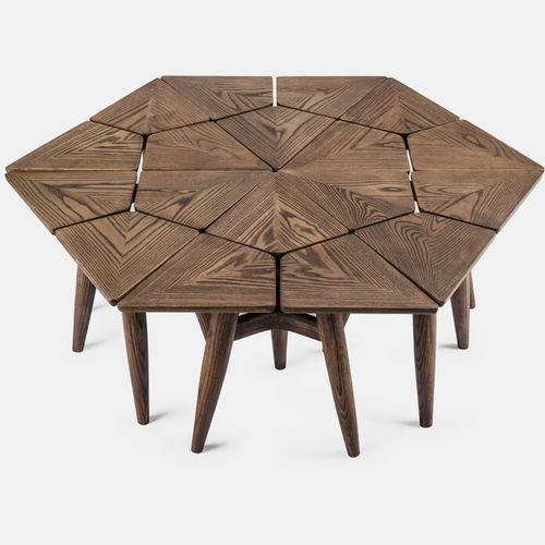 Table d'appoint contemporaine - MOOVE - VOGEL - en iroko / avec piètement en iroko / rectangulaire