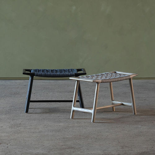 Tabouret contemporain - RUS - VOGEL - en corde / avec piètement en iroko / tapissé