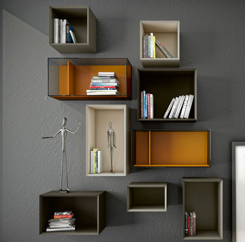 Étagère murale - FLOW BOX - EMEDE - modulable / contemporaine / en bois laqué