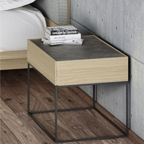 Table de chevet contemporaine - DADO KLAS - EMEDE - en bois laqué / en chêne / en céramique