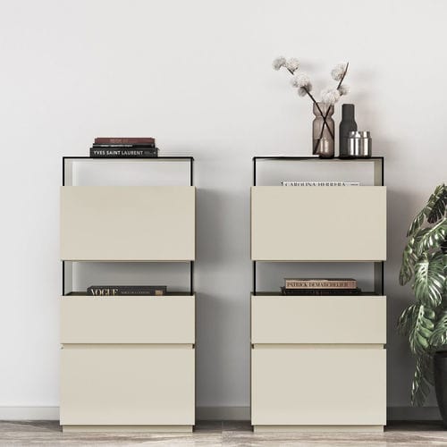 Chiffonnier contemporain - KLAS 3S - EMEDE - en bois laqué / en verre / en céramique