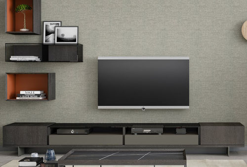 Ensemble TV mural contemporain - Connector 07_02 - EMEDE - en bois / en métal / avec rangement intégré