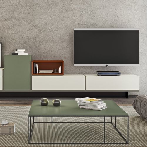 Table basse contemporaine - KU - EMEDE - en bois / avec piètement en métal / rectangulaire