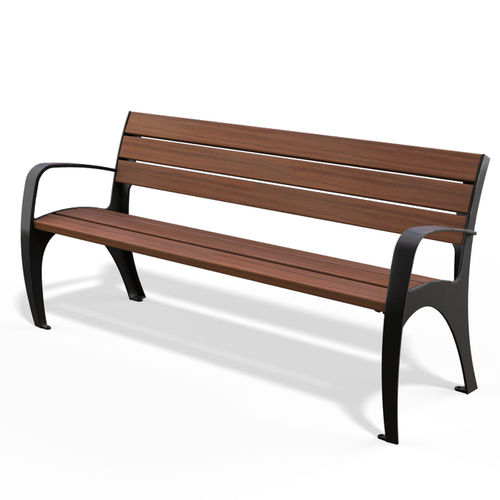 Banc public contemporain - MAGAN  - Arica Urban - en bois / en fonte / avec dossier