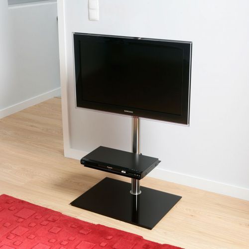 Support TV sur pied contemporain - DISCO K6 VN - SERI STYLU - avec support pour lecteur DVD / pivotant / en verre