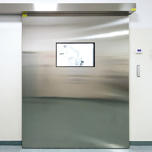 Porte d'intérieur - HB-SAITE1 - Label S.p.A. - en inox / coulissante / semi-vitrée