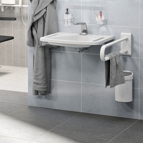 Vasque suspendue - 7530600 - NORMBAU Beschläge und Ausstattungs GmbH - en fonte / avec porte-serviettes intégré / courbée