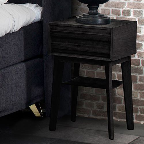 Table de chevet contemporaine - EICON  - Jensen - en chêne / en bois massif / en cuir