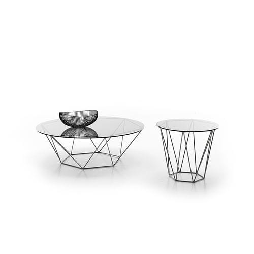 Table basse contemporaine - Six  - OLTA - en verre / en marbre / avec piètement en acier peint