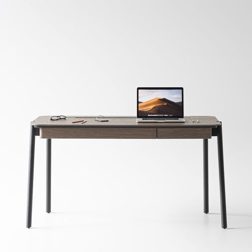 Bureau design original - FRIENDLY - ZEGEN - en chêne / en placage de bois / en acier peint