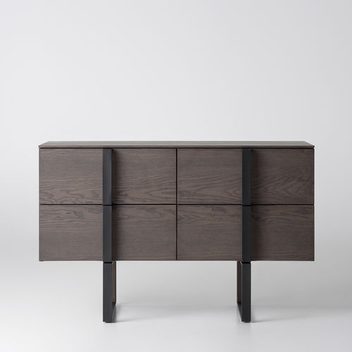 Commode contemporaine - GRID - ZEGEN - en placage de bois / en métal brossé / non spécifié