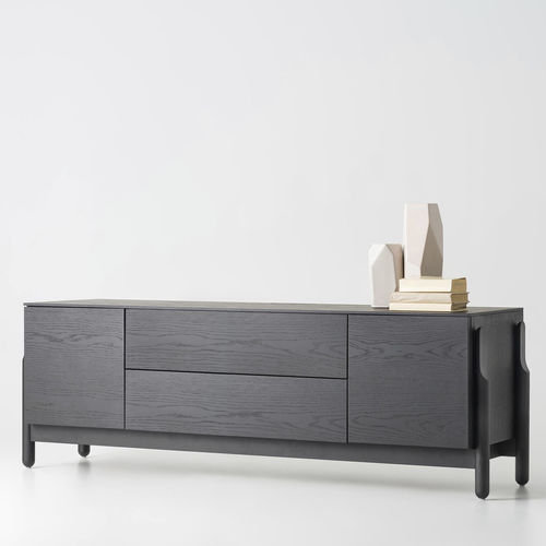 Meuble TV contemporain - ASH - ZEGEN - lowboard / en placage de bois / noir
