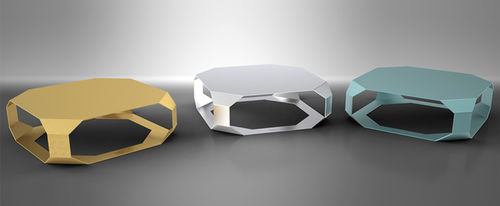 Table basse contemporaine - EDGE - Black-Citrus - en Plexiglas® / en Corian® / en chêne