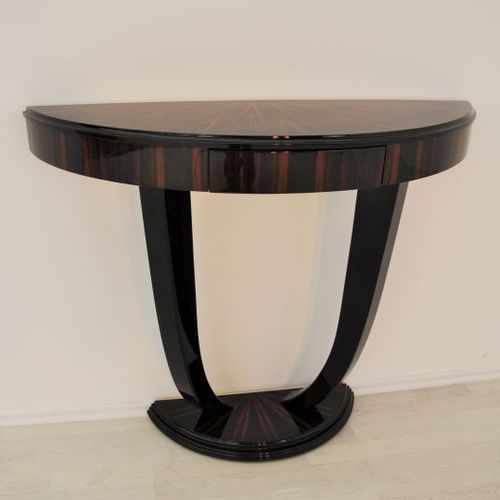 Console Art Déco - OAM00313 - Münsterland Gruppe GmbH & Co. KG - en ébène de macassar / en demi-cercle / avec tiroir