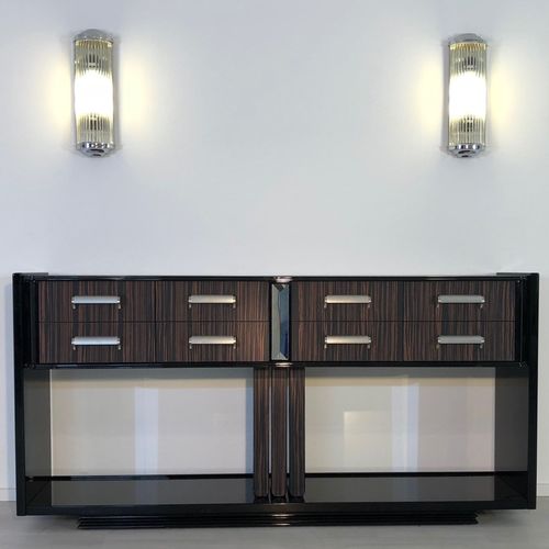 Meuble TV Art Déco - Münsterland Gruppe GmbH & Co. KG - avec tiroirs / en bois laqué brillant / en ébène de macassar