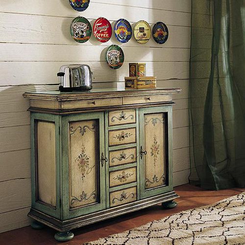 Buffet classique - 576 - flli zorzella mobili - en bois laqué / beige / vert