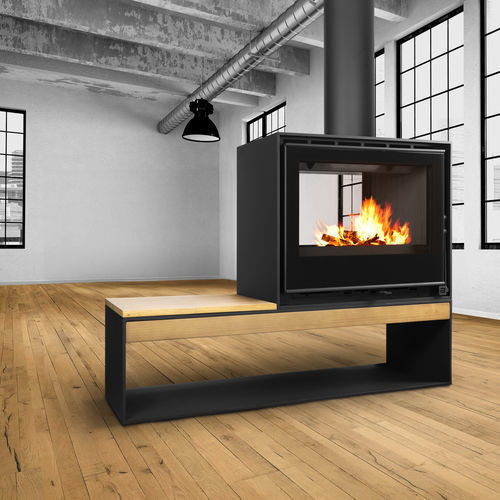 Poêle à bois - DIAMANTINE 70 DF EcoDesign - BELLIDO Manufacturas Metálicas, S.L. - 12 kW / sur pieds / central